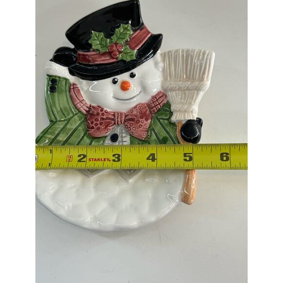 Vintage OCI Omnibus Snowman Dish Holiday Winter Seasonal Decor 5x 7 - Picture 4 of 6